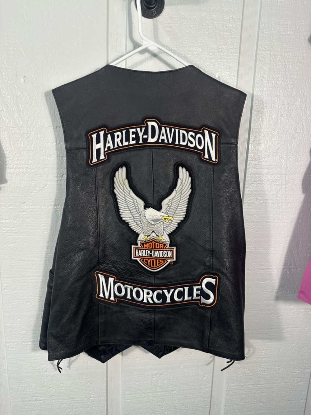 Wilson Leather Black Vintage Harley Davidson Leather Vest Size XXL